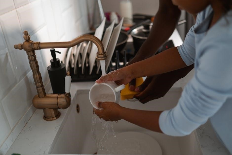 what temperature should the water be for manual dishwashing